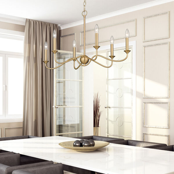 Tierney Brushed Champagne Bronze Six-Light Chandelier, image 2
